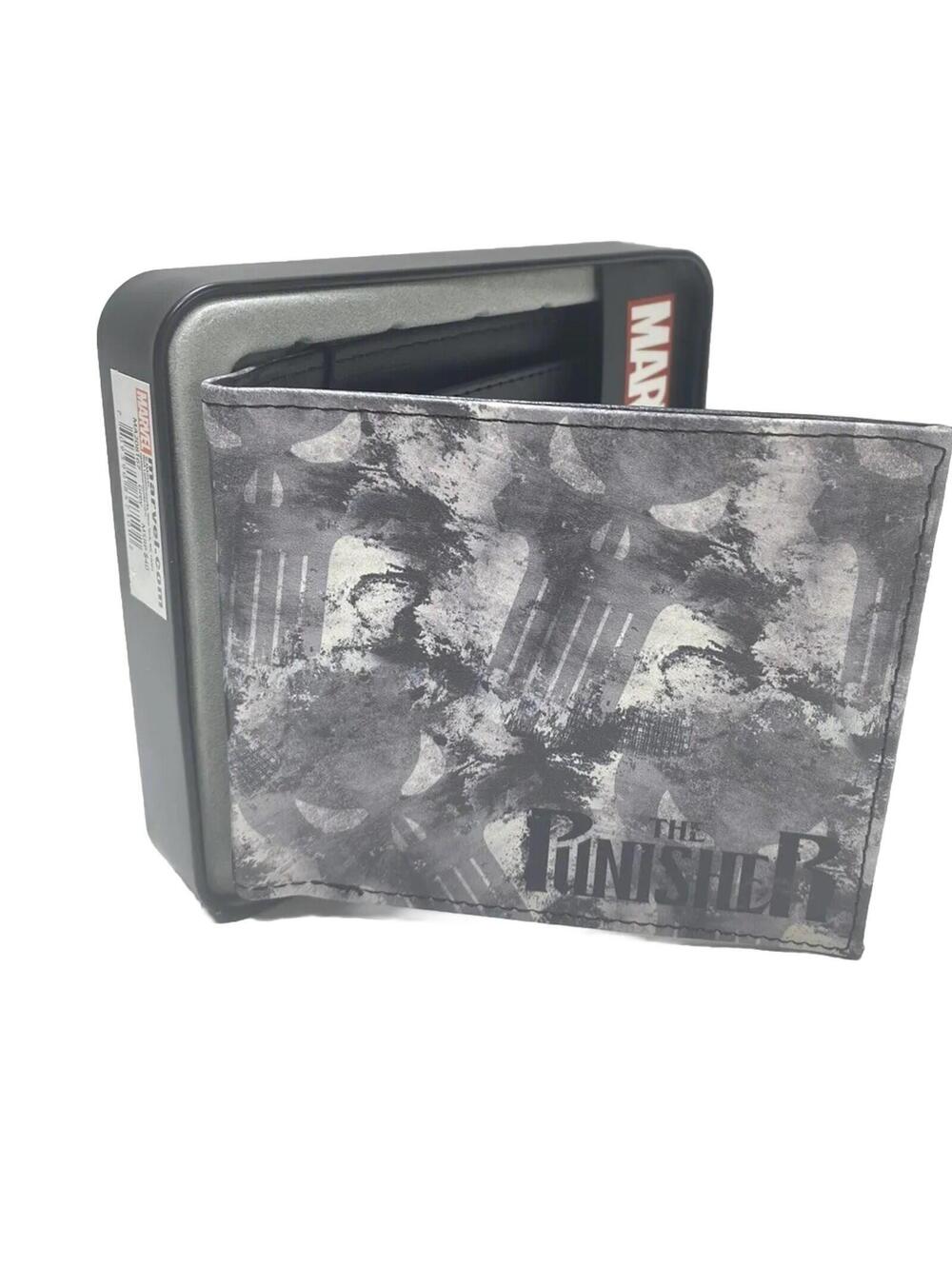 Marvel Punisher Slim Black Bifold Wallet with Tin Gift Box New Official